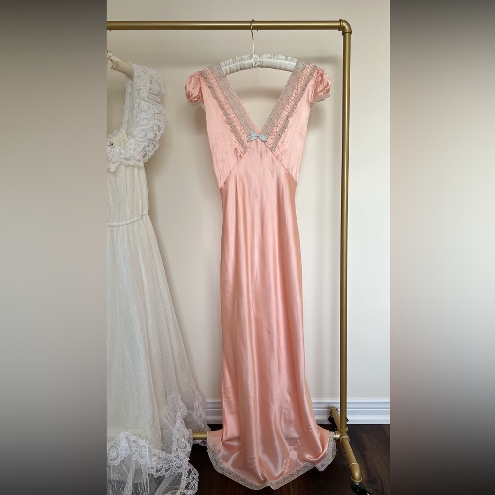 Vintage 1940s Mandalay Pink Rayon Nightgown